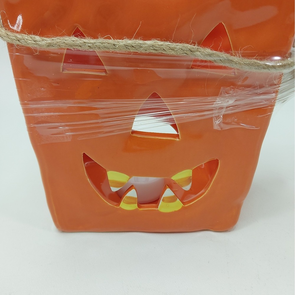 Mud Pie Ceramic Luminary Jack-O-Lantern Halloween Bag Skull Decor - Picture 2 of 10